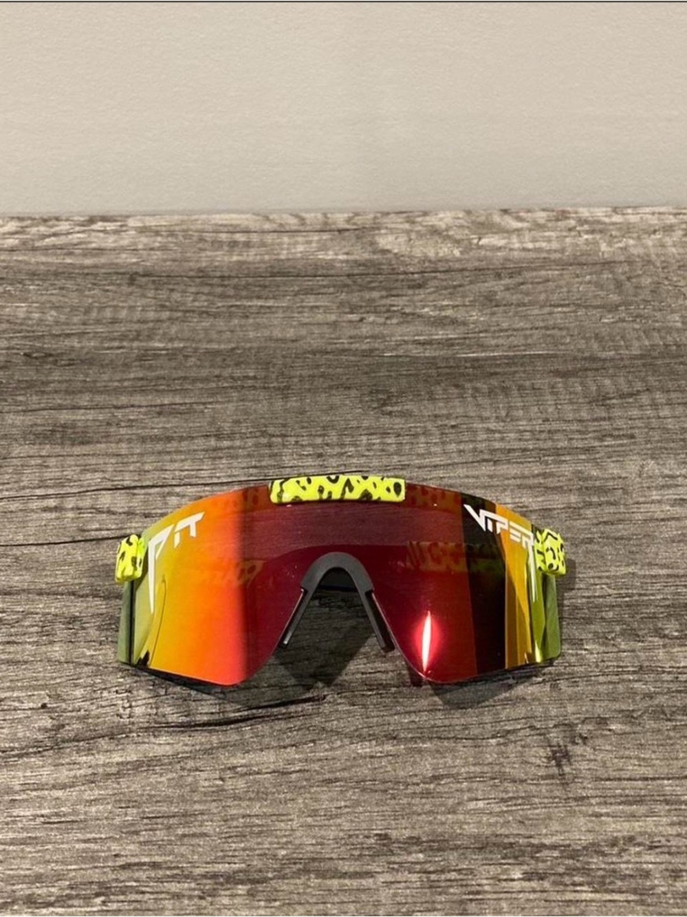 Pit Viper Men’s Sunglasses - Red Mirrored Lens with Neon Yellow Accents